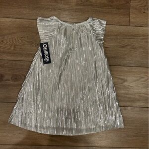NWT Oshkosh B’gosh Silver Metallic pleated Dress Size 2T